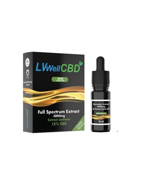 LVWell CBD Raw Extract 3000mg CBD 10ml Hemp Seed Oil