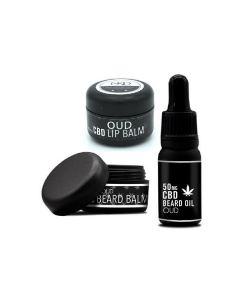 NKD 250mg CBD Triple Pack Oud Beard Oil, lip and Beard balm Gift Set