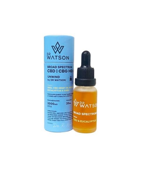 Dr Watson 2000mg CBD + CBG Broad Spectrum Oil 20ml – Unwind