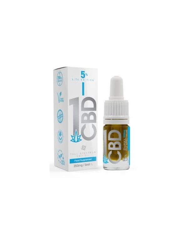 1CBD 5% Pure Hemp 250mg CBD Oil Lite Edition 5ml