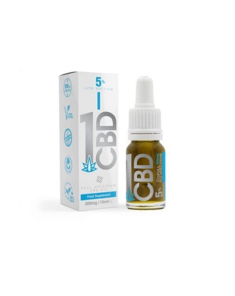 1CBD 5% Pure Hemp 500mg CBD Oil Lite Edition 10ml