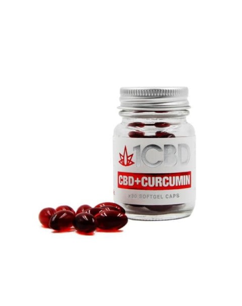 1CBD Soft Gel Capsules 25mg CBD + 10mg Curcumin 30 Capsules