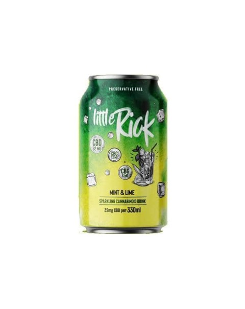 24 x Little Rick Drink 32mg CBD (+CBG) Sparkling 330ml Mint & Lime