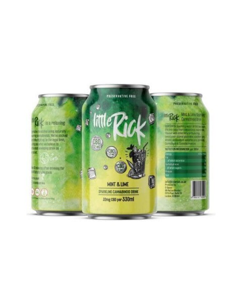 24 x Little Rick Drink 32mg CBD (+CBG) Sparkling 330ml Mint & Lime