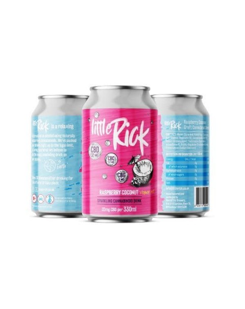 24 x Little Rick 32mg CBD (+CBG) Sparkling Raspberry Coconut Drink 330ml