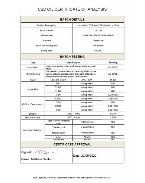 Naturecan 30% 3000mg CBD Broad Spectrum MCT Oil 10ml