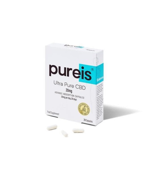 Pureis CBD 20mg CBD Ultra Pure CBD Advanced Absorption Capsules – 28 Caps