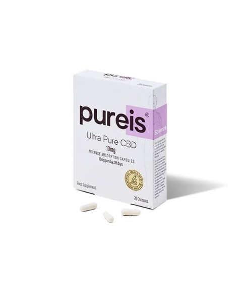 Pureis CBD 10mg CBD Ultra Pure CBD Advanced Absorption Capsules – 28 Caps