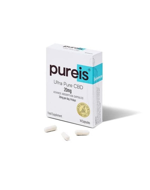 Pureis CBD 20mg CBD Ultra Pure CBD Advanced Absorption Capsules – 14 Caps