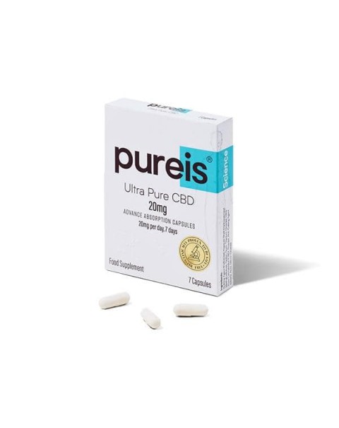 Pureis CBD 20mg CBD Ultra Pure CBD Advanced Absorption Capsules – 7 Caps