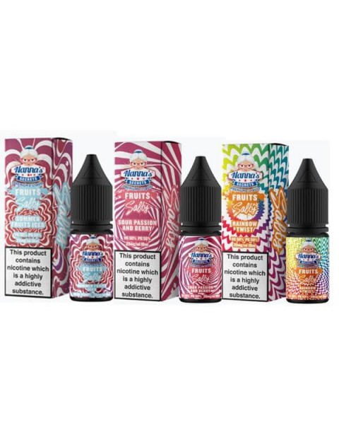 10mg Nanna’s Secret Fruits 10ml Flavoured Nic Salt (50VG/50PG)