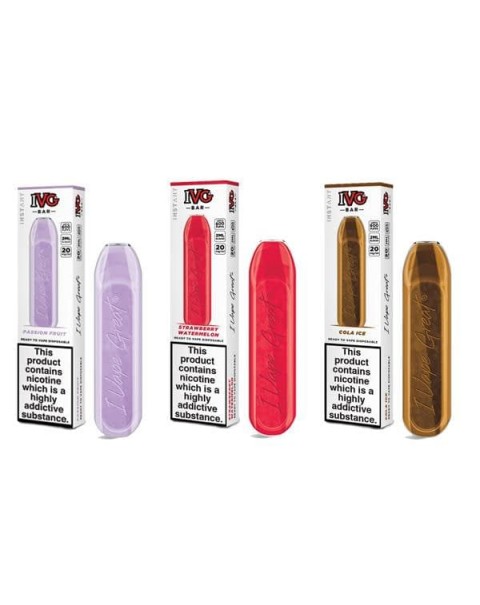 20mg I VG Bar 600 Puffs Disposable Vape